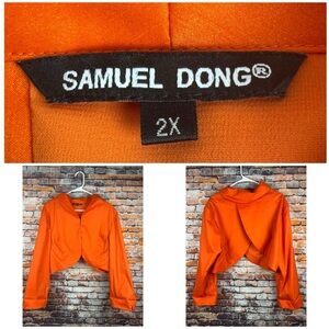 Samuel Dong Orange Bolera Jacket Cocktail Party Top Size 2X